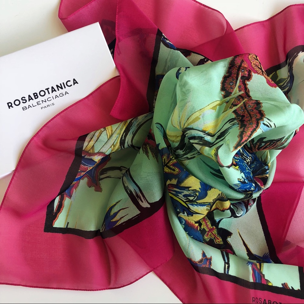NIB BALENCIAGA Rosabotanica Silk Scarf
